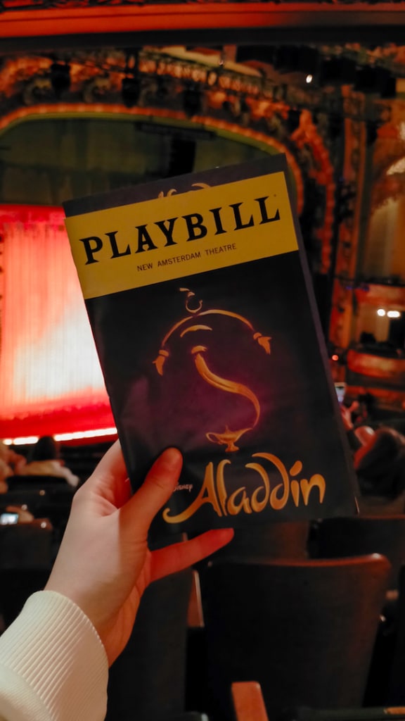 Programme de théâtre pour Aladdin à New York