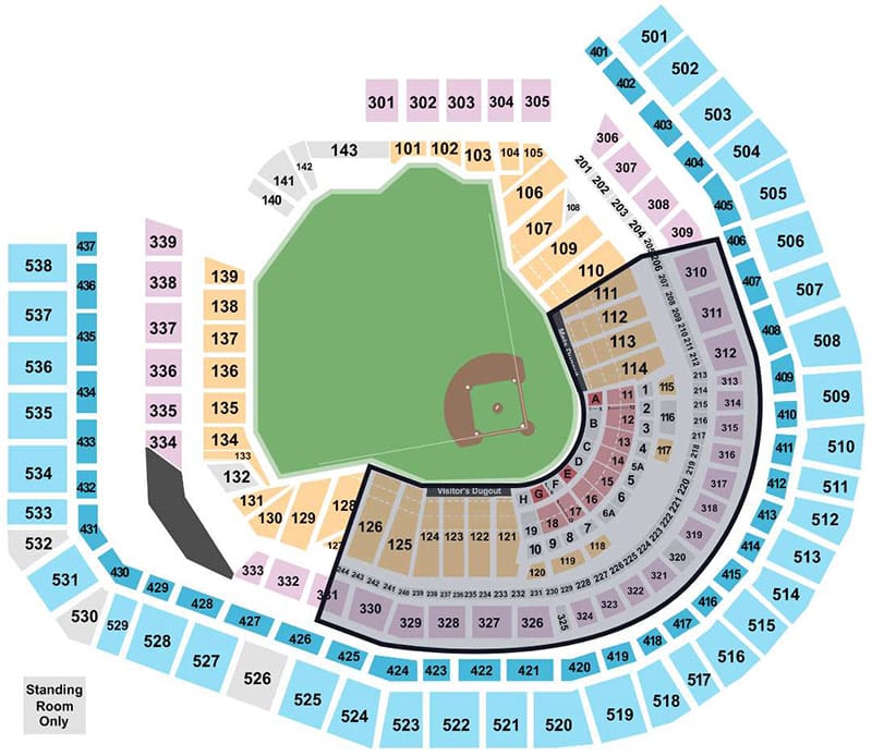 Plan du Citi Field, places pour un match de baseball des New York Mets