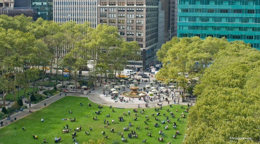 Vue d'en haut du Bryant Park à New York