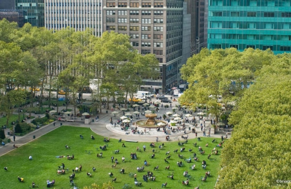 Vue d'en haut du Bryant Park à New York