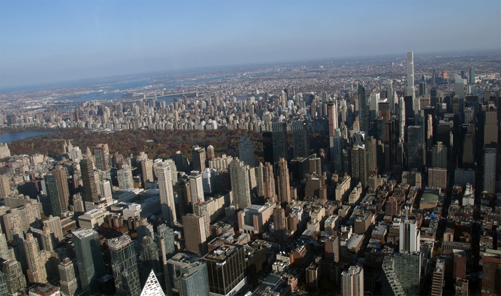 Vue sur Manhattan depuis un hélicoptère