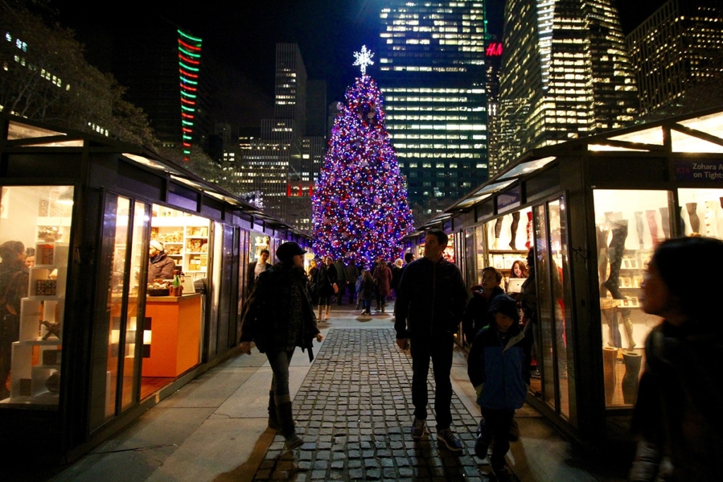 Le marché de Noel à Bryant Park à New york