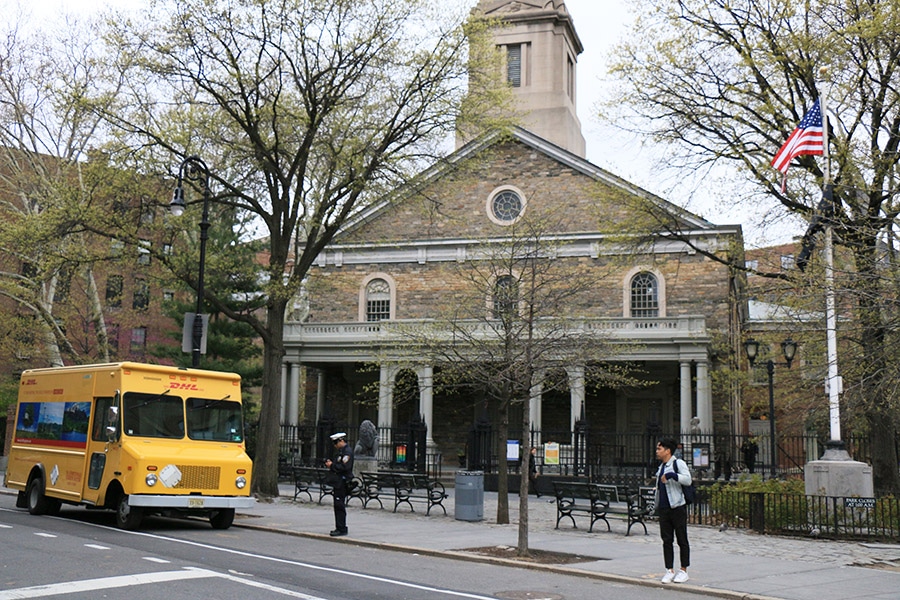 Extérieur d'une église dans l'East Village à New York