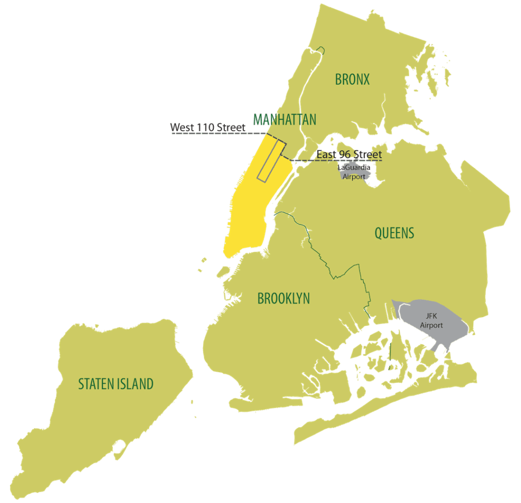 Carte de zones des taxis verts à New York