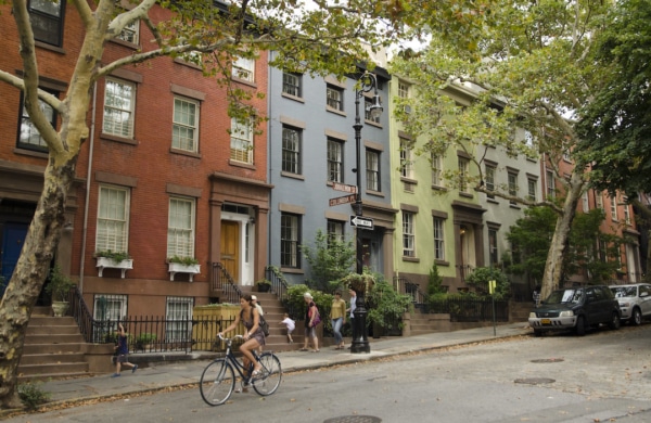 Habitations colorées à Brooklyn Heights